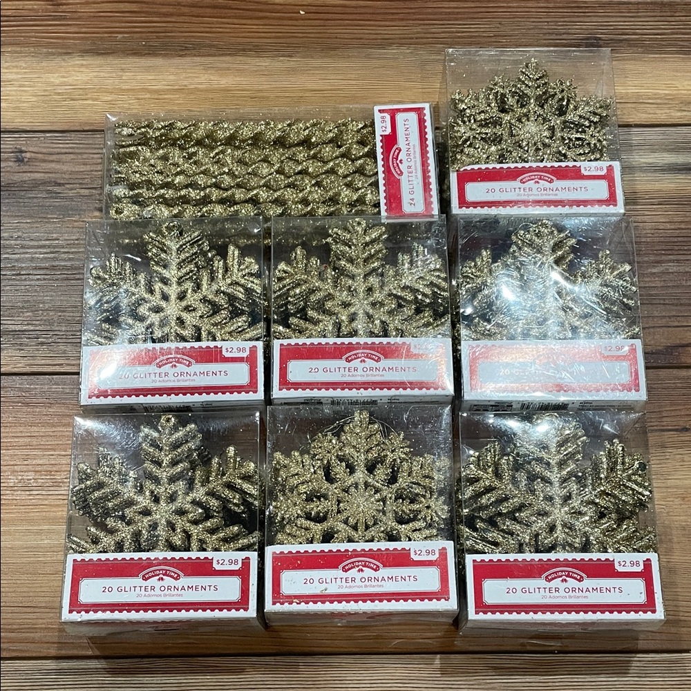 Gold Glitter Ornaments Bundle